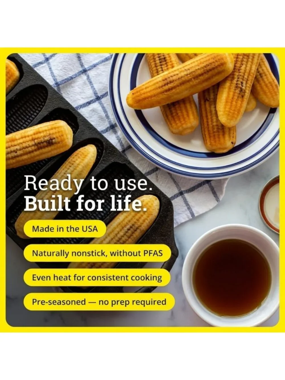 Cast Iron Cornstick Pan - Perfect for Baking, Grilling & Outdoor Cooking